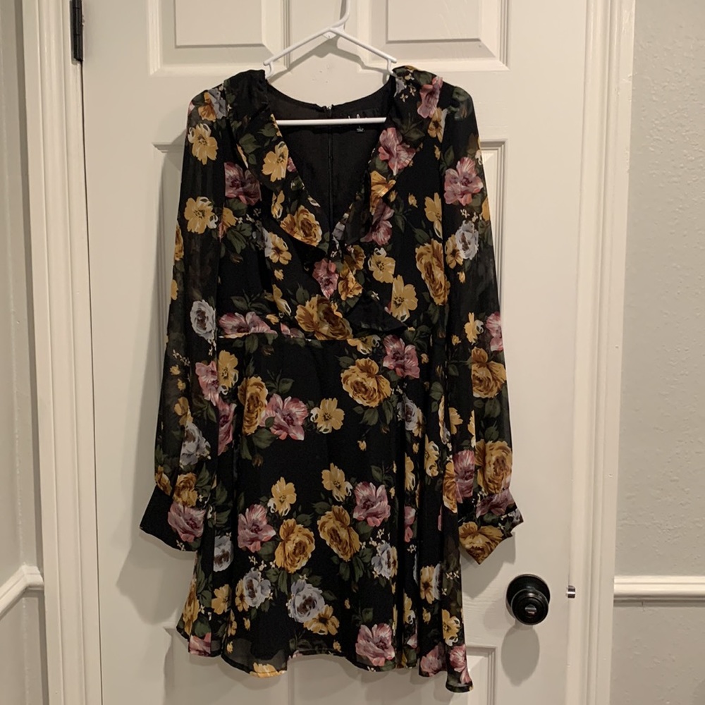Lulus Black Floral Dress